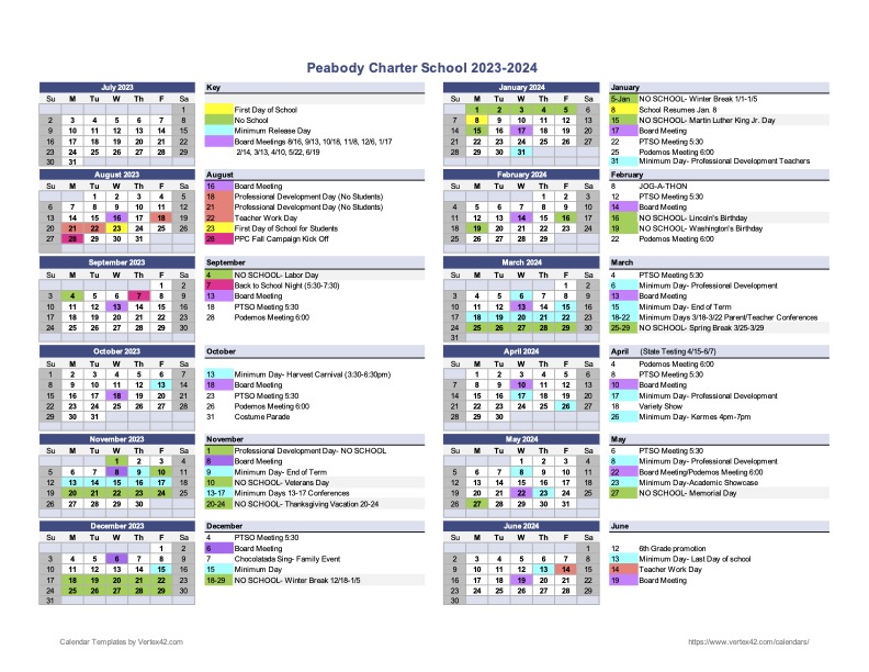Peabody 2023 24 School Calendar 
